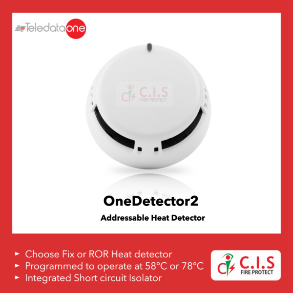 Teledata OneDetector2 Addressable Heat Detector with short circuit isolator