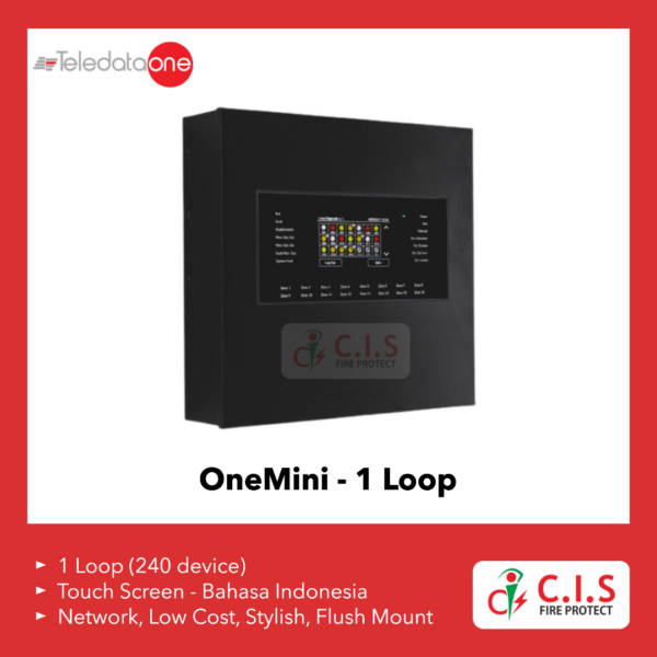 Teledata OneMini 1 Loop Panel with 240 Devices Per Loop Networkable LAN Option, Repeater Option